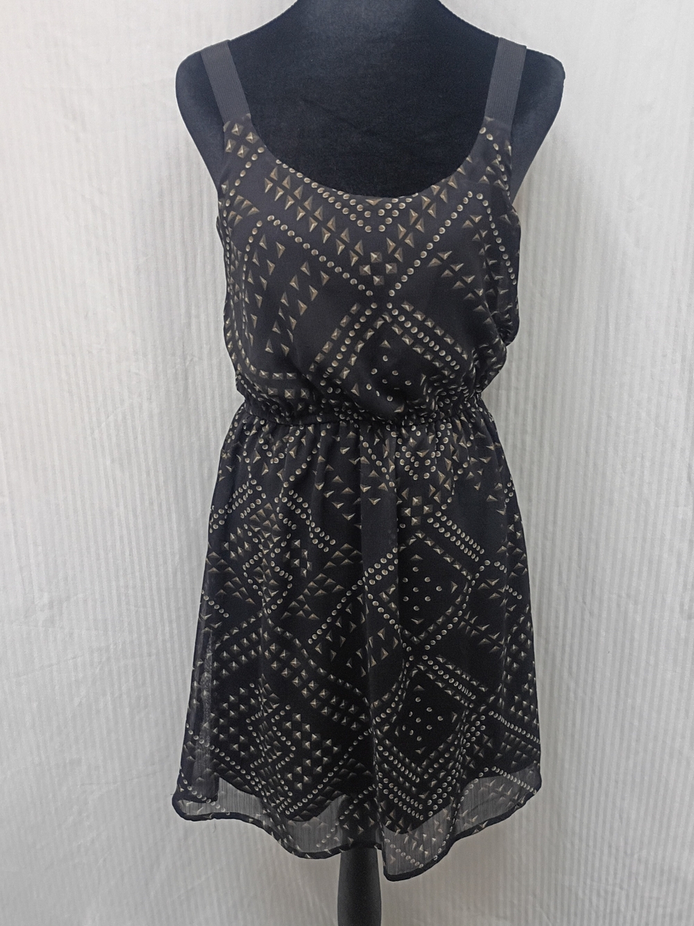 Xhilaration Black Dress with Gold Geometric Stud Pattern M